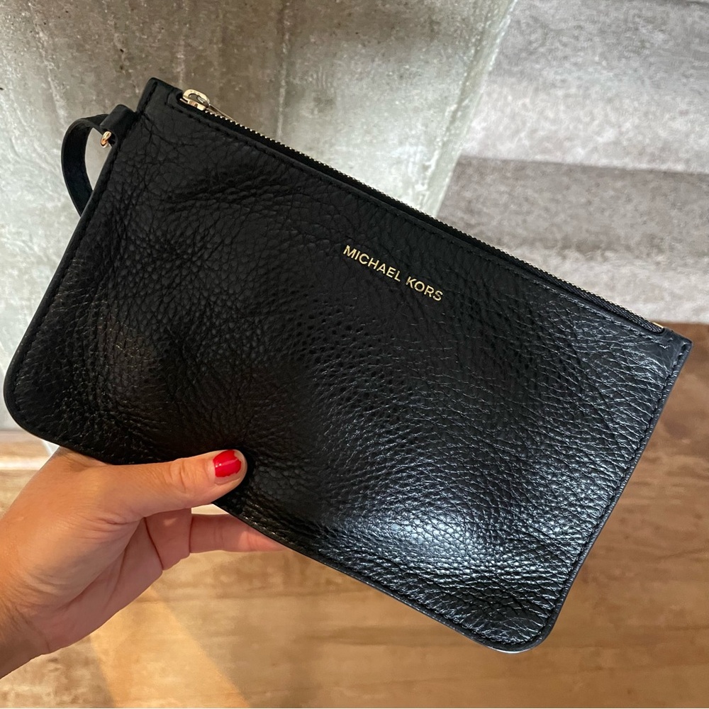 Michael Kors Black Wristlet with Gold Zipper